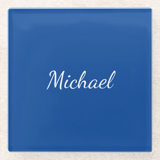 Blue Unique Beruflich Calligraphy Name Glasuntersetzer (Vorderseite)