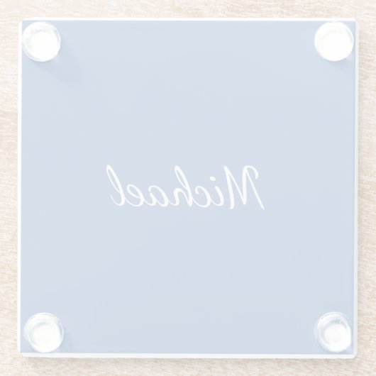 Blue Unique Beruflich Calligraphy Name Glasuntersetzer (Rückseite)