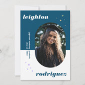 Blue Unique Rounded Foto Abschluss Ankündigung (Vorderseite)