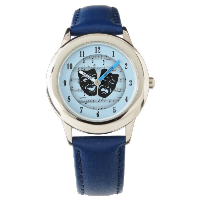 Blue Unite Music and Theatermasken Watch Armbanduhr (Vorderseite)