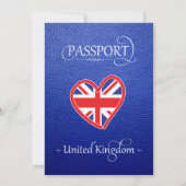 Blue United Kingdom Passport Invasion Einladung (Rückseite)