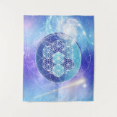 Blue Universe Sacred Geometry Wandteppich (Vorderseite)