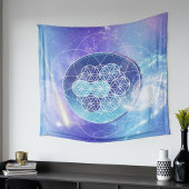 Blue Universe Sacred Geometry Wandteppich