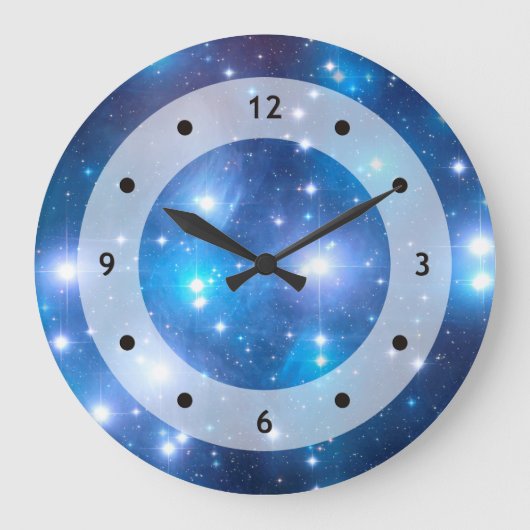 Blue Universe Stars + Ihre Ideen Große Wanduhr (Vorderseite)
