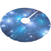 Blue Universe Stars + Ihre Ideen Polyester Weihnachtsbaumdecke (Schrägansicht)