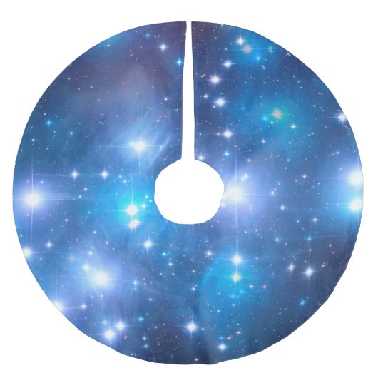 Blue Universe Stars + Ihre Ideen Polyester Weihnachtsbaumdecke (Vorderseite)