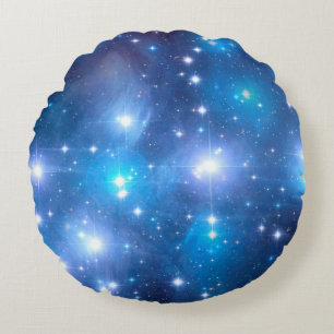 Blue Universe Stars + Ihre Ideen Rundes Kissen