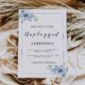 Blue Unplugged Zeremony Wedding Sign, Einladung