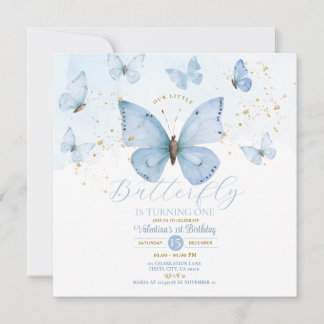 Blue Unser kleiner Schmetterling macht ein Gold Einladung