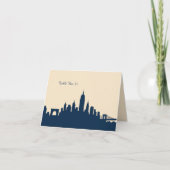 Blue Urban City Skyline Wedding Tischnummer Card (Vorderseite)