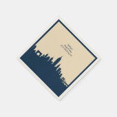 Blue Urban Moderne City Skyline Hochzeitsdestinati Serviette (Ecke)