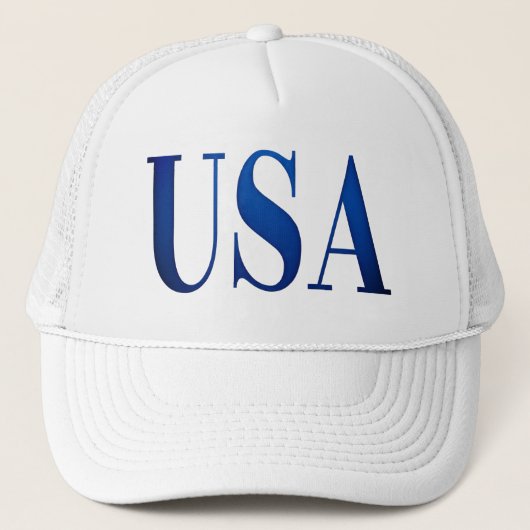 Blue USA Letter Print American Pride Truckerkappe (Vorderseite)