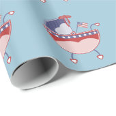 Blue USA Patriotic Baby Carriage Wrapping Paper Geschenkpapier (Rolleneckpunkt)