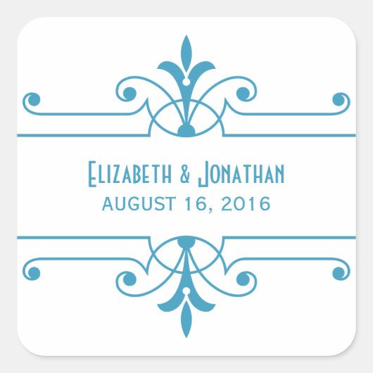 Blue v2 Extravagant Ornamental Wedding Stickers (Vorderseite)