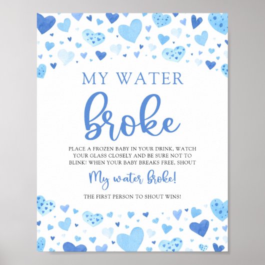 Blue Valentine Baby Dusche Mein Wasser Broke Spiel Poster (Vorne)