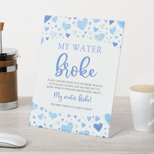 Blue Valentine Baby Dusche Mein Wasser Broke Spiel Sockelschild (In SItu)