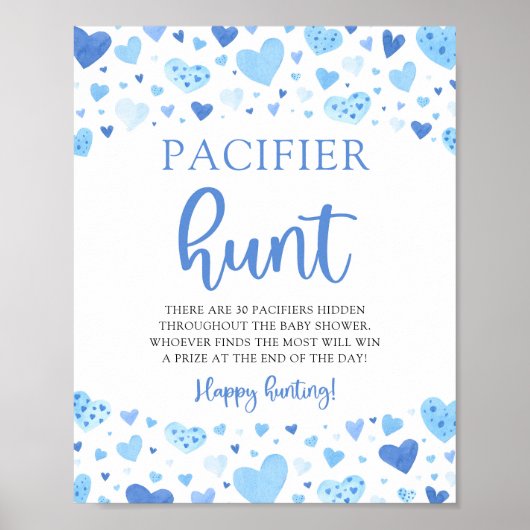 Blue Valentine Baby Dusche Schnuller Hunt Sign Poster (Vorne)