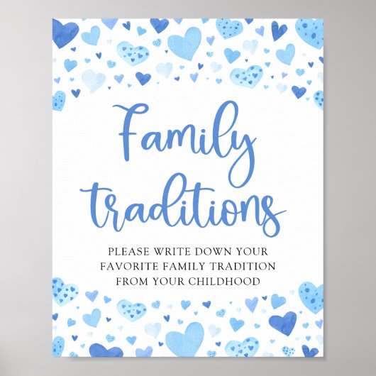 Blue Valentine Family Traditionen Baby Duschzeiche Poster (Vorne)