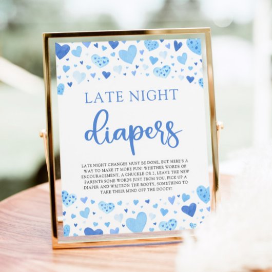 Blue Valentine Spate Night Diapers Baby Dusche Poster