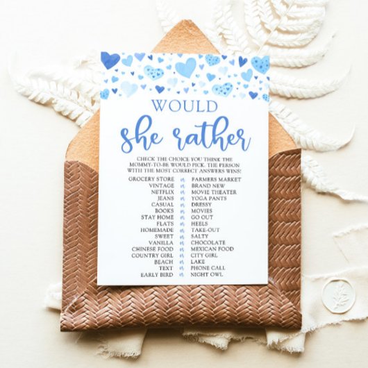 Blue Valentine würde eher ein Baby-Duschspiel Einladung