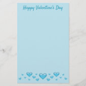 Blue Valentine's Day Hearts & Custom Text Briefpapier (Vorderseite)