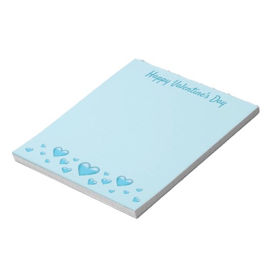 Blue Valentine's Day Hearts & Custom Text Notizblock (Rotiert)