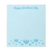 Blue Valentine's Day Hearts & Custom Text Notizblock (Vorderseite)