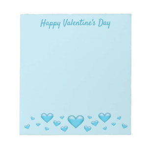 Blue Valentine's Day Hearts & Custom Text Notizblock