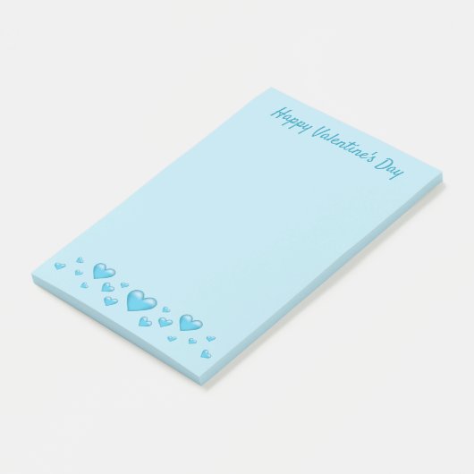 Blue Valentine's Day Hearts & Custom Text Post-it Klebezettel (angewinkelt)