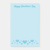 Blue Valentine's Day Hearts & Custom Text Post-it Klebezettel (Vorderseite)