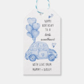 Blue Valentines Theme Herzblasen und Auto Geschenkanhänger (Vorderseite)