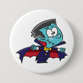 Blue Vampire Boy with Cape Cute Dracula Button (Vorderseite)