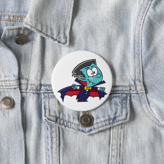 Blue Vampire Boy with Cape Cute Dracula Button (Beispiel)