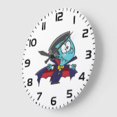 Blue Vampire Boy with Cape Cute Dracula Große Wanduhr (Winkel)