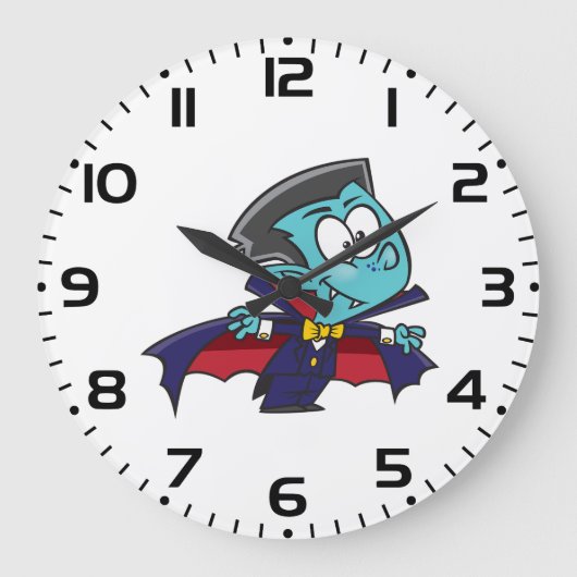 Blue Vampire Boy with Cape Cute Dracula Große Wanduhr (Vorderseite)