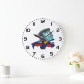 Blue Vampire Boy with Cape Cute Dracula Große Wanduhr (Zuhause)
