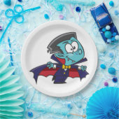 Blue Vampire Boy with Cape Cute Dracula Pappteller (Party)