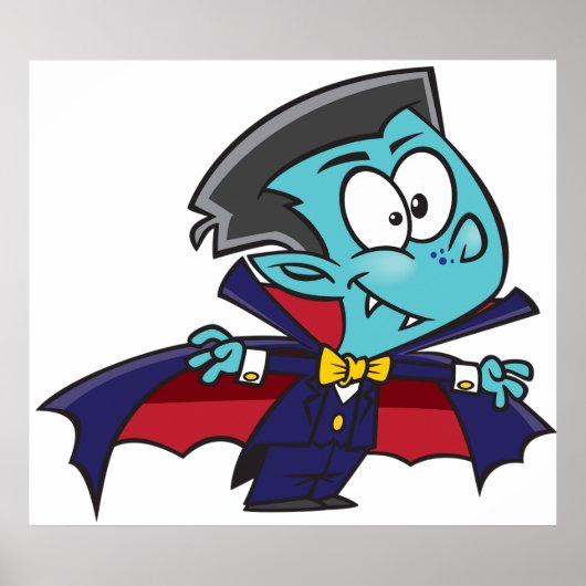 Blue Vampire Boy with Cape Cute Dracula Poster (Vorne)