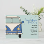 Blue van Vintag Geburtstag Einladung (Stehend Vorderseite)