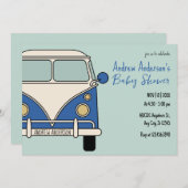 Blue van Vintage Babydusche Einladung (Vorne/Hinten)