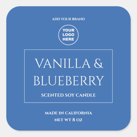 Blue Vanilla Blueberry Custom Candle Label Aufkleb Quadratischer Aufkleber (Vorderseite)