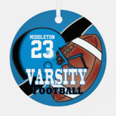 Blue Varsity Football Ornament Aus Metall (Rückseite)