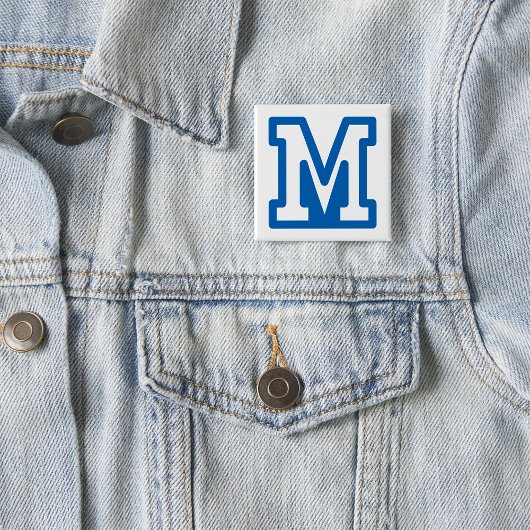 Blue Varsity Letter M Monogram Button