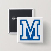 Blue Varsity Letter M Monogram Button (Vorne & Hinten)