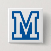 Blue Varsity Letter M Monogram Button (Vorderseite)