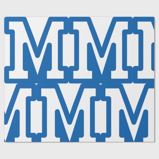 Blue Varsity Letter M Monogram Geschenkpapier (Flach)