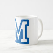 Blue Varsity Letter M Monogram Kaffeetasse (VorderseiteRechts)
