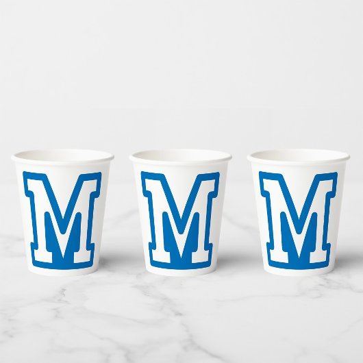 Blue Varsity Letter M Monogram Pappbecher