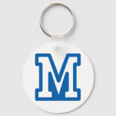 Blue Varsity Letter M Monogram Schlüsselanhänger (Vorderseite)