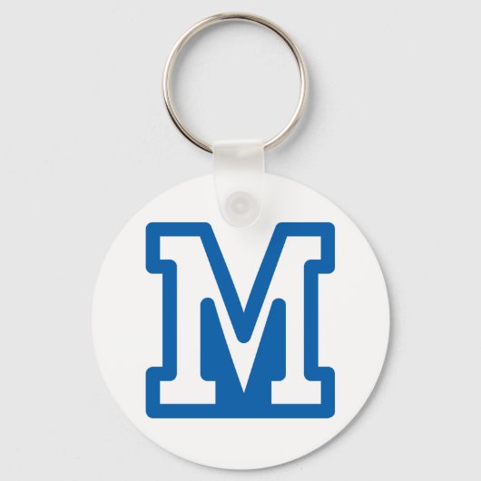 Blue Varsity Letter M Monogram Schlüsselanhänger (Vorderseite)